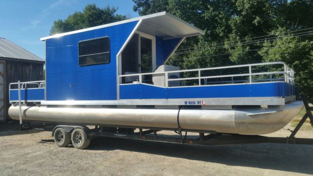 32' Pontoon Boat w/ Trailer &amp; Cabin ~ 350 Chevy Inboard ...